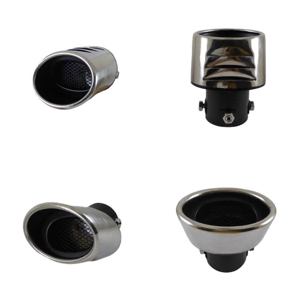 Muffler Mufler Stainless Buntut Knalpot Racing Corong Kenalpot Mobil 3 Baut Variasi Chrome 93032