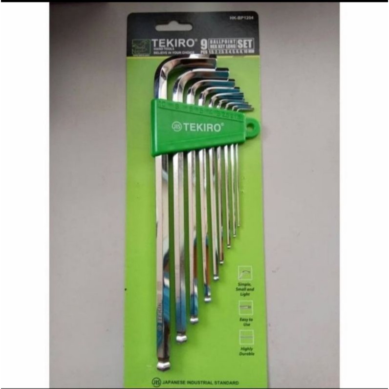 TEKIRO KUNCI L SET BALLPOINT PANJANG 9PCS /BALLPOINT HEX KEY LONG SET