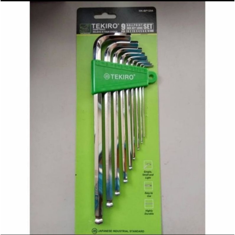 TEKIRO KUNCI L SET BALLPOINT PANJANG 9PCS /BALLPOINT HEX KEY LONG SET