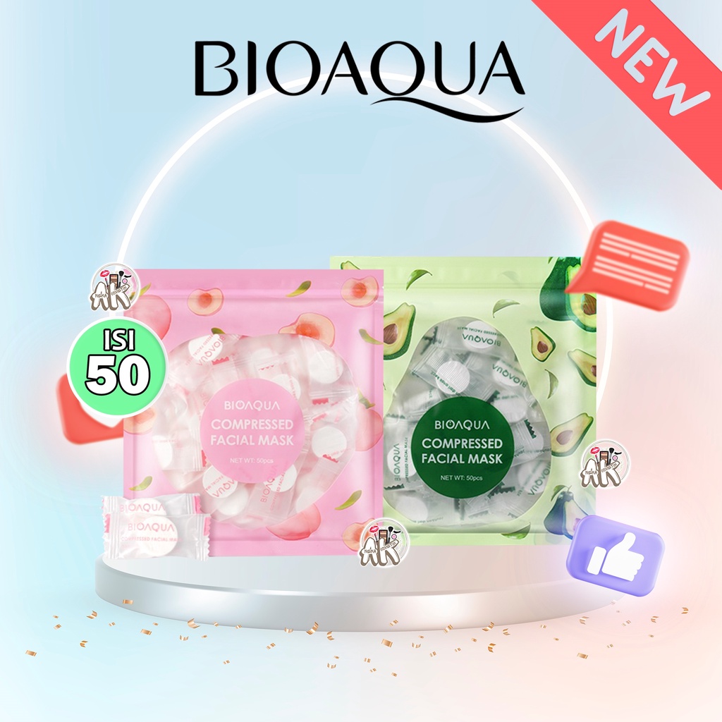 BIOAQUA COMPRESSED FACIAL FACE MASK / MASKER TOPENG BIOAQUA ISI 50PCS