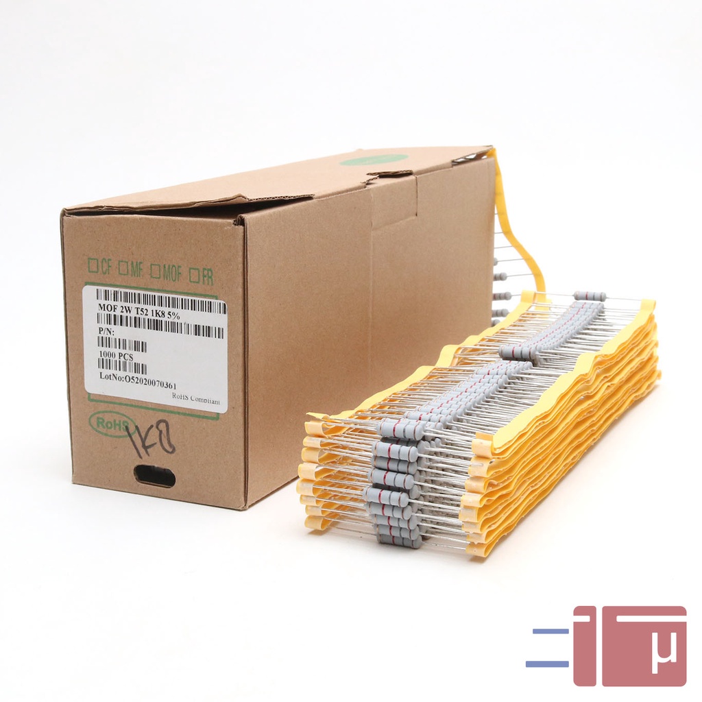 Resistor 1K8 1.8K 2W Metal Oxide 5% Taiwan Kaki Tembaga