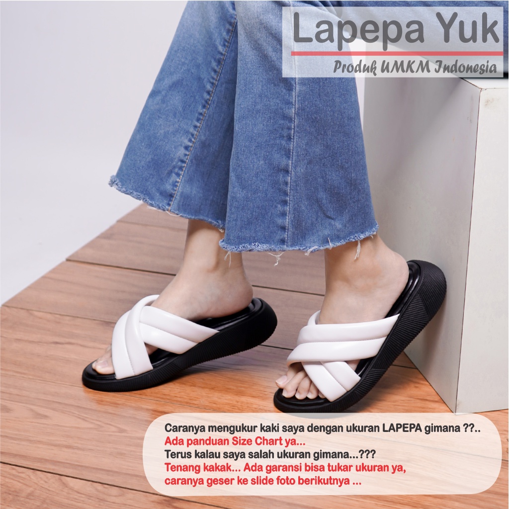 LAPEPA YUK - Sandal Wanita Wedges NADHIRA Sendal Cewek Platform Kondangan Hak Tinggi Model Silang 2 Size 36 37 38 39 40 41 Pergi Jalan kasual Santai Rumah Slop Warna Putih WHITE Selop Premium Sale Original Kekinian Terbaru Shoes ORI Mall Official Store