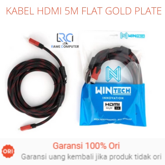 KABEL HDMI 5M JARING SERABUT Full HD GOLD PLATE