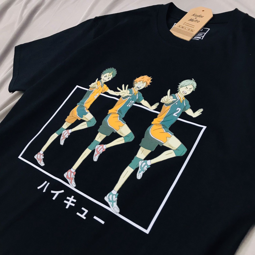 Tshirt Trio Baka Karasuno Anime Manga Haikyuu Premium Unisex