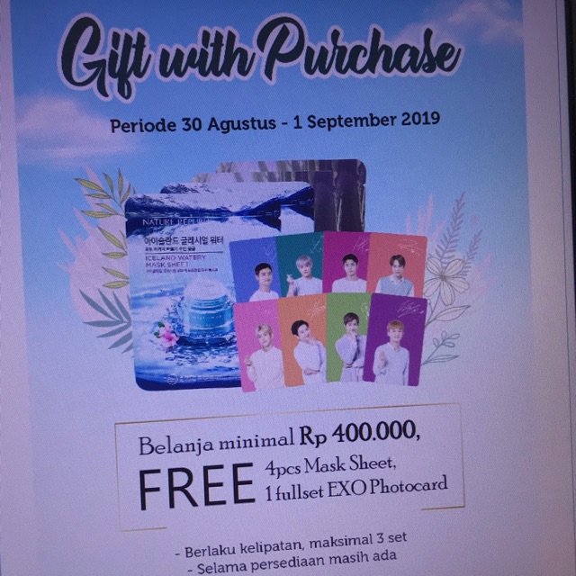 EXO x NATURE REPUBLIC (NATREP) PHOTOCARD (PC)