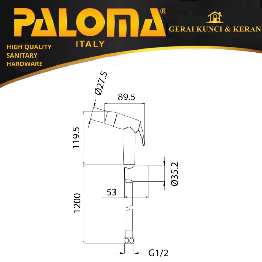 PALOMA TSP 3101 TOILET SHOWER JET WASHER NEW CHROME SHOWER CEBOK 2 MODE SEMPROTAN JET DAN BUBLE STREAM