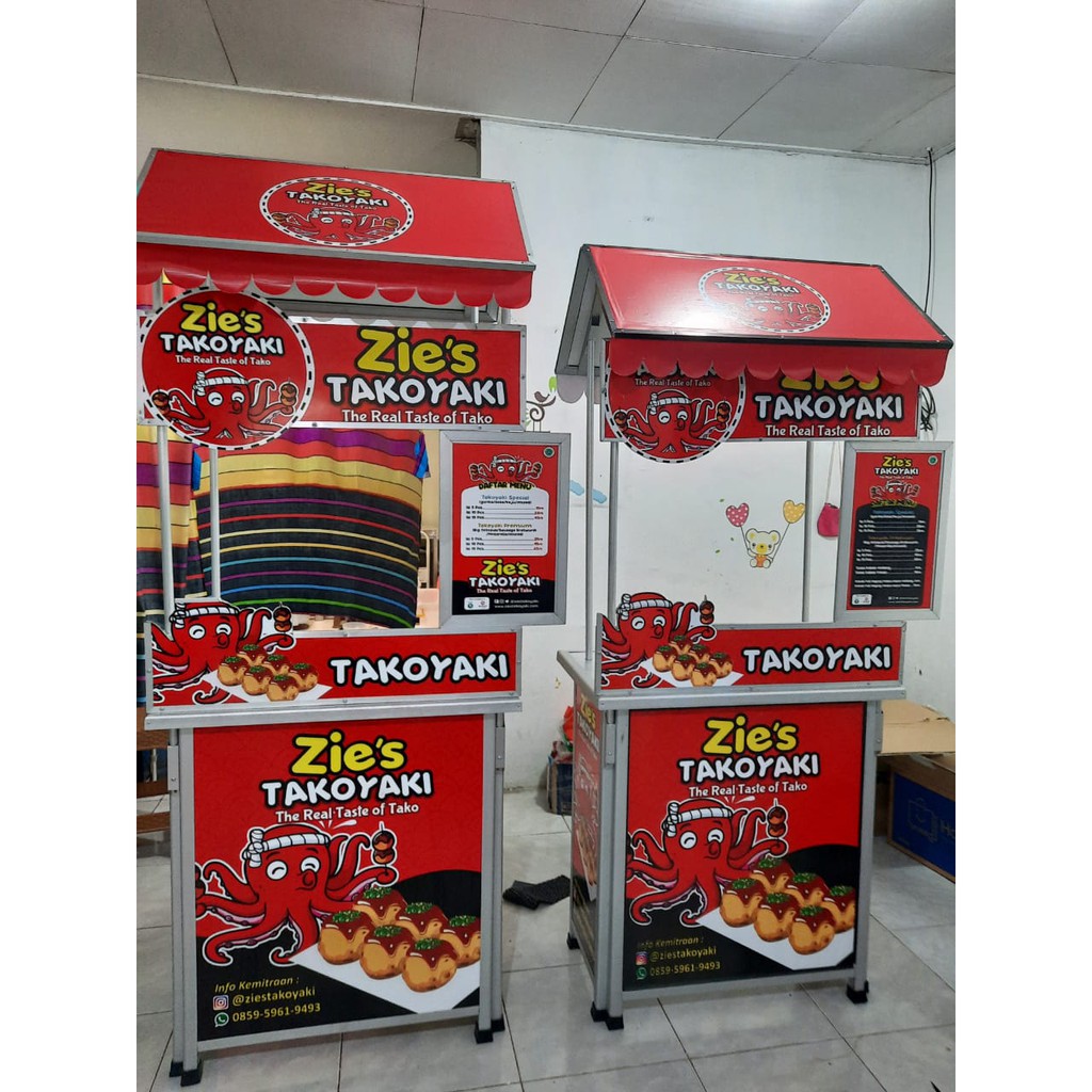 

BOOTH PORTABLE / MEJA USAHA / 80 X 50 (INCLUDE ATAP/BANNER ATAP / TAS /PENGHALANG MENU / STIKER)