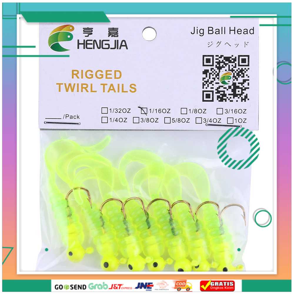 (BISA COD) FTIHSHPHengjia Umpan Pancing Sea Bass Soft Bait Head Twirl Worm 1.75G 7PCS