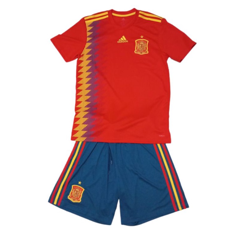 Jersey Blockcore Blokcore Kaos Bola Spanyol Original Adidas Home World Cup 2018 WC 18 Spain 1 Set CX