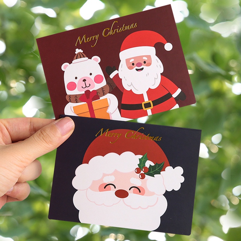 6pcs Kartu Ucapan Desain Kartun Santa Claus Lucu Dengan Amplop