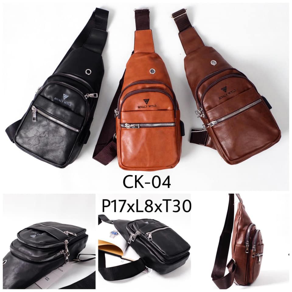 tas pinggang kulit pria import