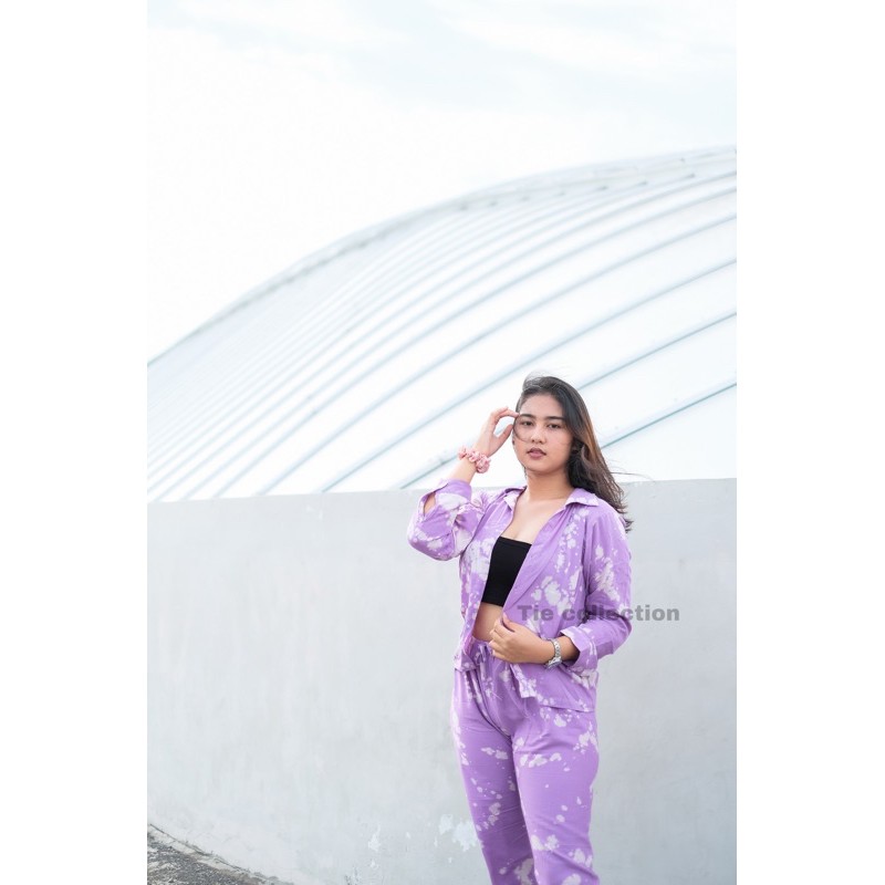 setelan tie dye lengan panjang ( tie dye set ) / piyama / pajamas tie dye