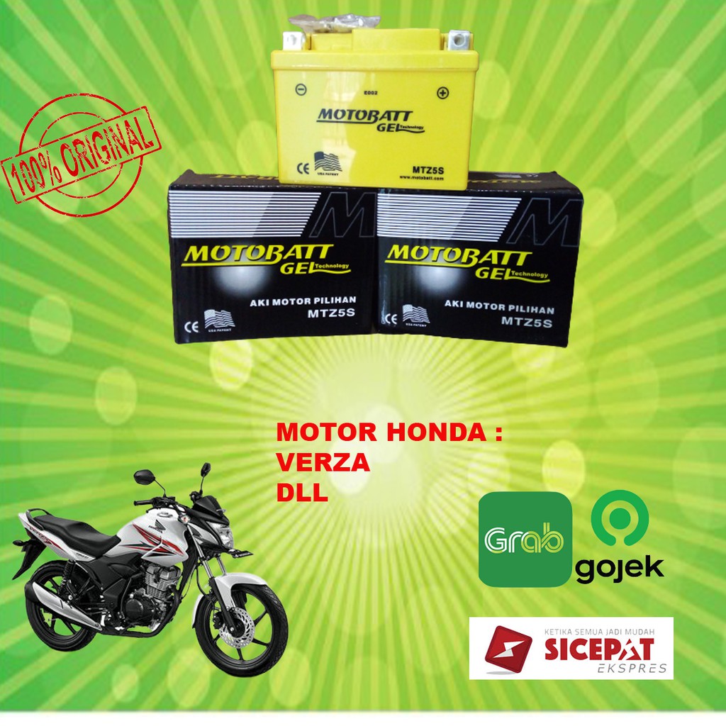 aki motor honda VERZA NEW ALL VIXION OLD motobatt MTZ5S GEL asli ori aki kering