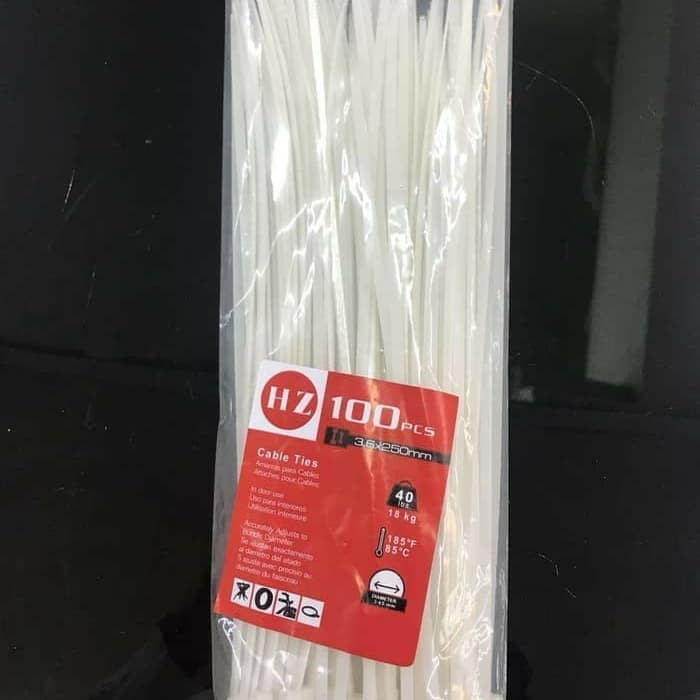 HZ cable ties 3.6 x 200 - Putih dan Hitam