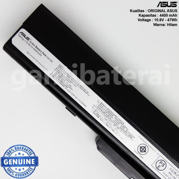 Baterai Asus X52 X52F X52JE X52DE X52JB X52JG X52DR X52JC A32-K52 ORI