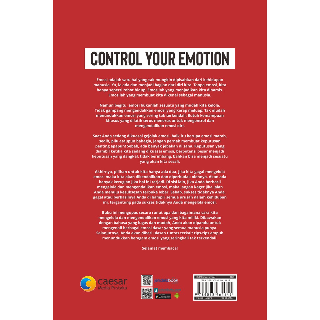 SELF IMPROVEMENT BOOK | CONTROL YOUR EMOTION | CAESAR MEDIA PUSTAKA