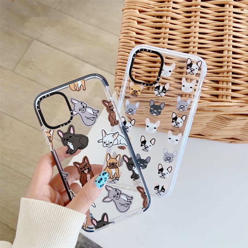 Casing Soft Case Motif Kartun Bulldog Untuk iPhone 11 / 12 / 13 Promax / 7 / 8 + / X / XR / Xs Max