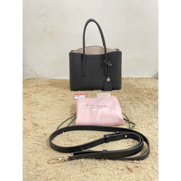 KATE SPADE MARGAUX SATCHEL MEDIUM BLACK TAUPE