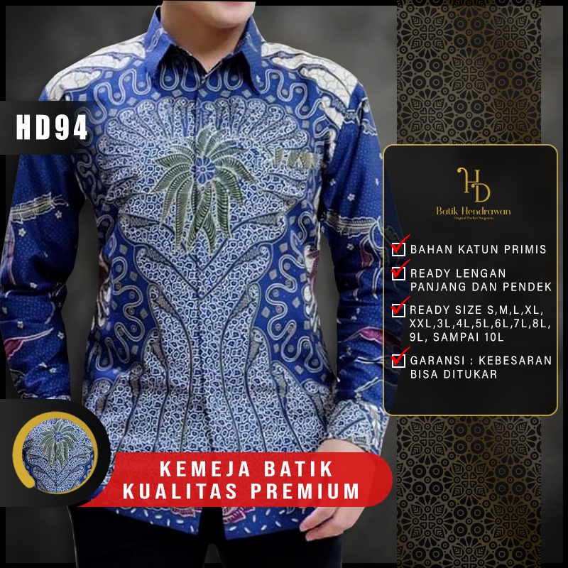 Batik Hendrawan Baju Kemeja Batik Pria Cowok Lengan Panjang Modern Premium Original HD 94