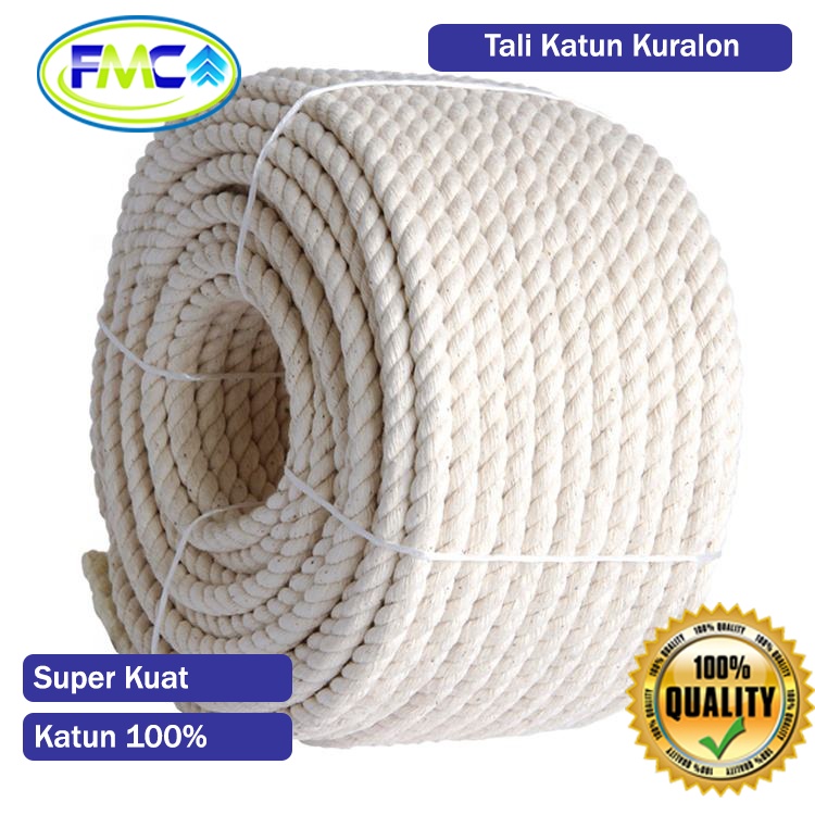 Tali Tambang Katun 10mm 12mm Kuralon Guralon Rope Bahan Kain Warna Putih Asli Import Tampar Pengikat Barang Dekorasi Kerajinan Gantungan Tarik Tambang Outbond Pengaman Safety