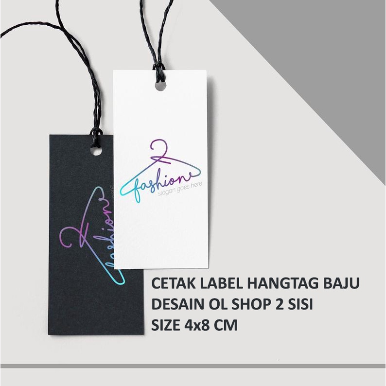 

HANGTAG 2 SISI (Bolak-balik) 4X8 CM BAJU DESAIN OL SHOP - LABEL BAJU - HANGTAG