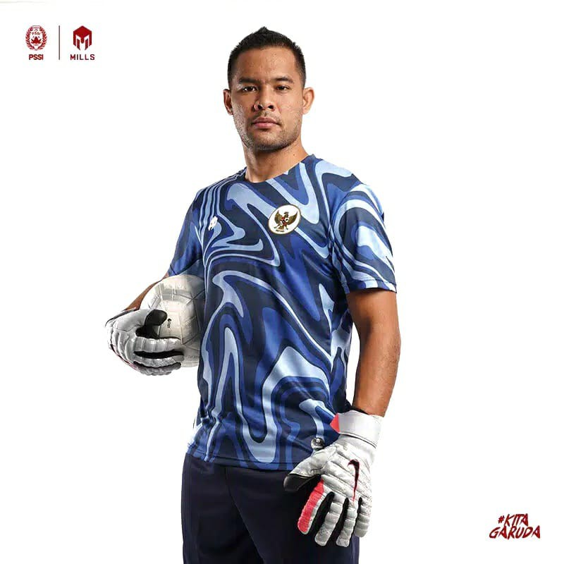 JERSEY KIPER TIMNAS INDONESIA 2020 MILLS 1021GR AWAY JERSEY KEEPER PLAYER ISSUE ORIGINAL NAVY