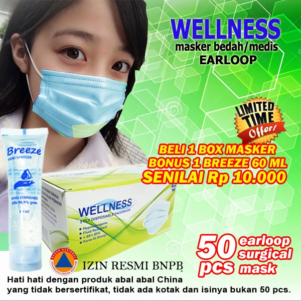 Jual Masker 3 Ply Medis Bedah 3Ply Disposable Surgical Earloop ( Harga ...