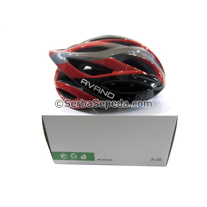 helm sepeda Helm Avand A-06 + Lampu - ABU MERAH (E8D2) helm sepedah dewasa helm sepeda murah helm se