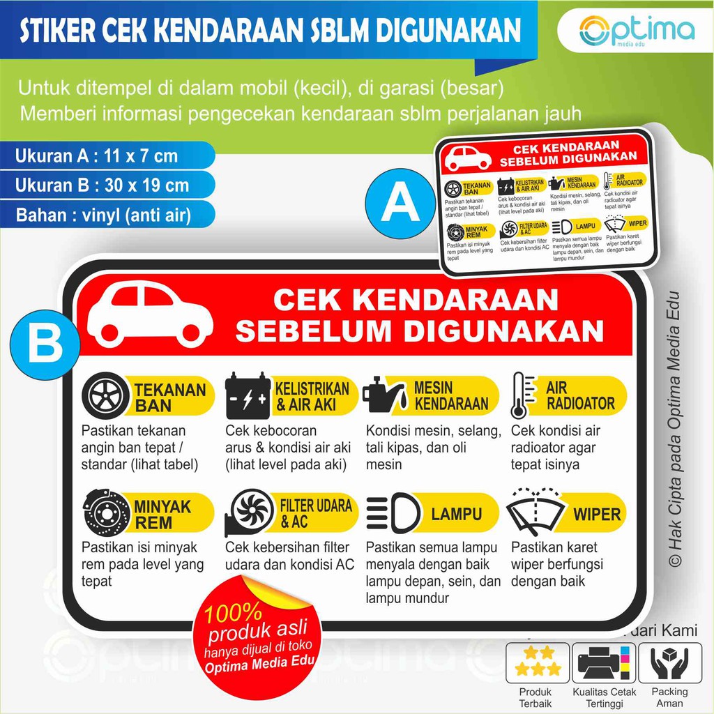

STIKER CEK KENDARAAN SEBELUM DIGUNAKAN
