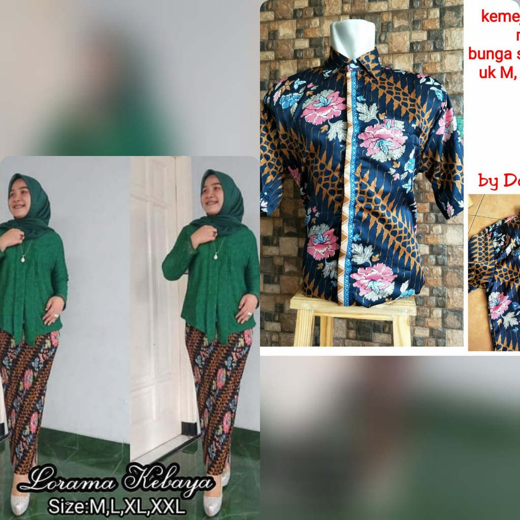 couple set kebaya brukat floy dan kemeja hem pendek terlarisss