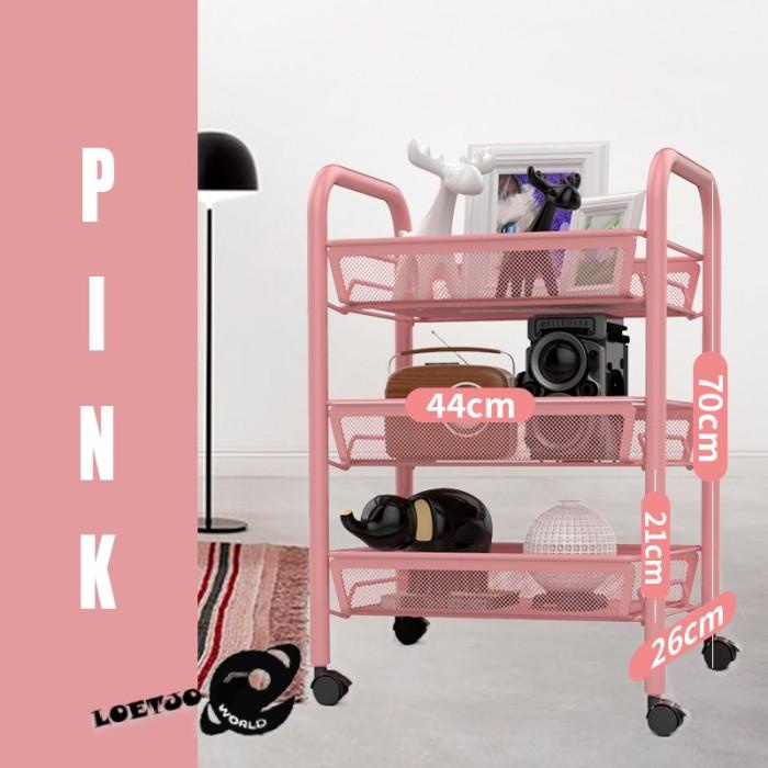 Troli Barang 3 Tingkat Rak Portable Serbaguna Tempat Peralatan Salon