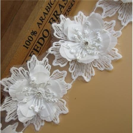 Lace Patch - White Flower Beading #23 (5pcs)