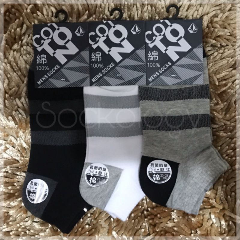 (Min 3pcs @13.000) Kaos kaki mata kaki hitam putih Cotton mens sock