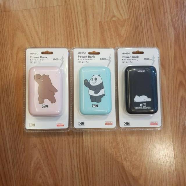 Power Bank We Bare Bears / Powerbank We Bare Bears Panda Miniso Japan Original Jepang