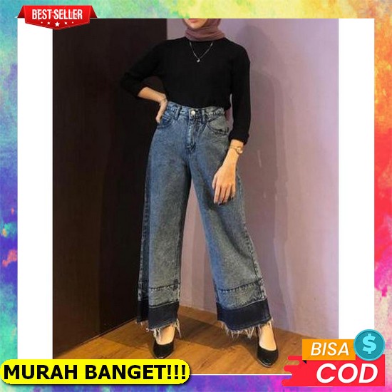 Promo,Celana Robek Lutut Wanita Warna Abu-Abu_Jeans Wanita Pensil Abu-Abu Skinnyan.. Fwr - Cullote J