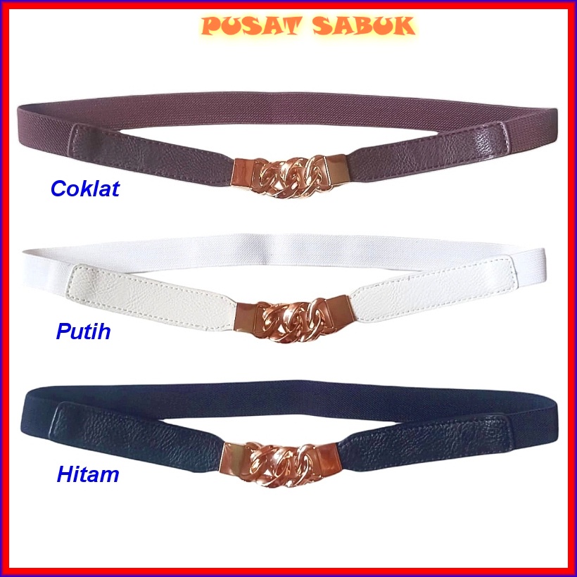 Gesper Belt Kecil Ikat Pinggang Wanita Fashion Sabuk Elastis Aksesoris Cewek Karet Import Slim Kecil Kekinian Modern Gasper Mewah Grosir Murah Pesta Cantik Melar Modis