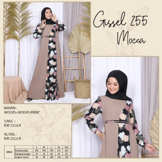Gamis Katun Original SEPLY GISSEL 225 || MOCCA || NAVY