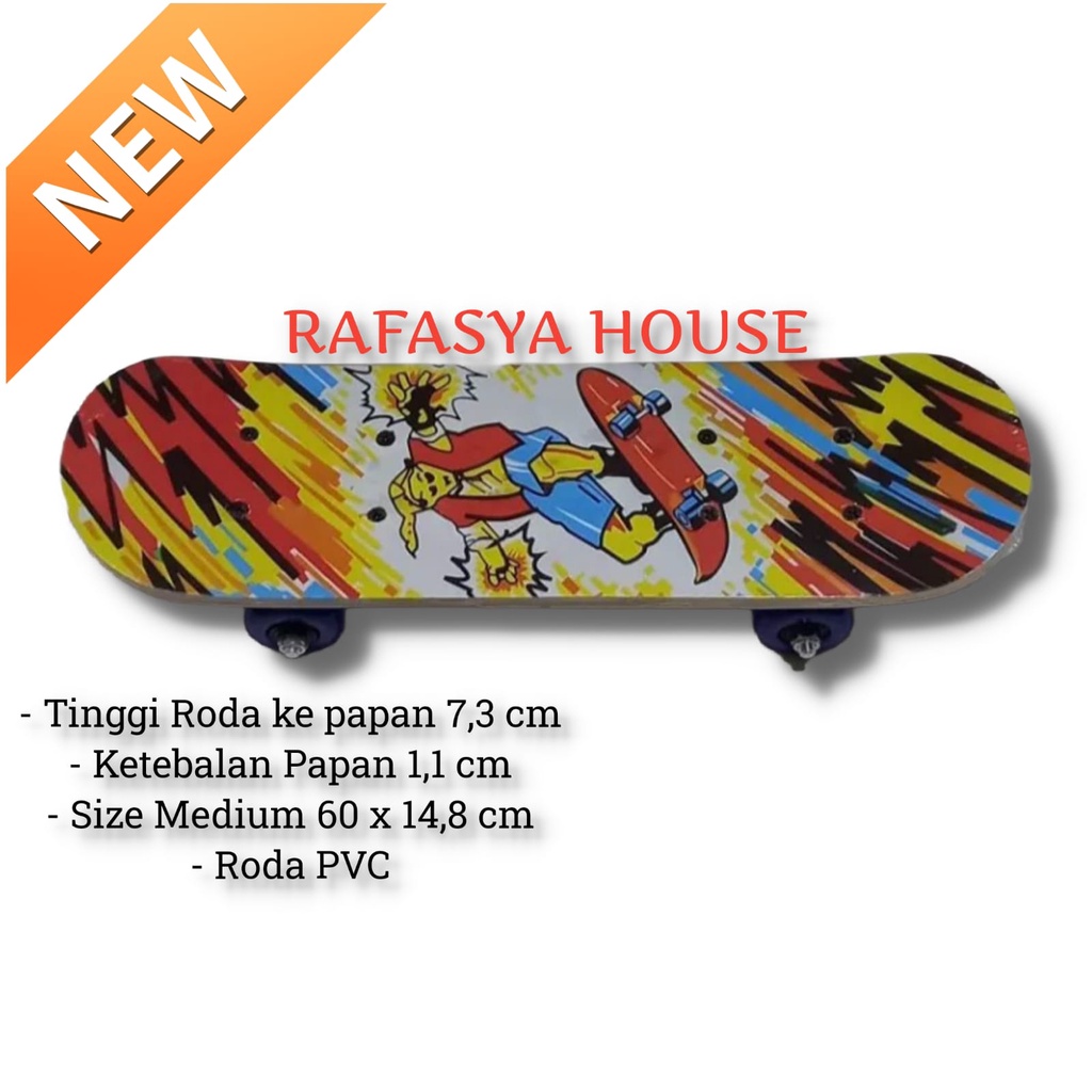 Mainan Skateboard Full Set Medium Kids Kayu Canada Papan Roda PVC 024-06 1705