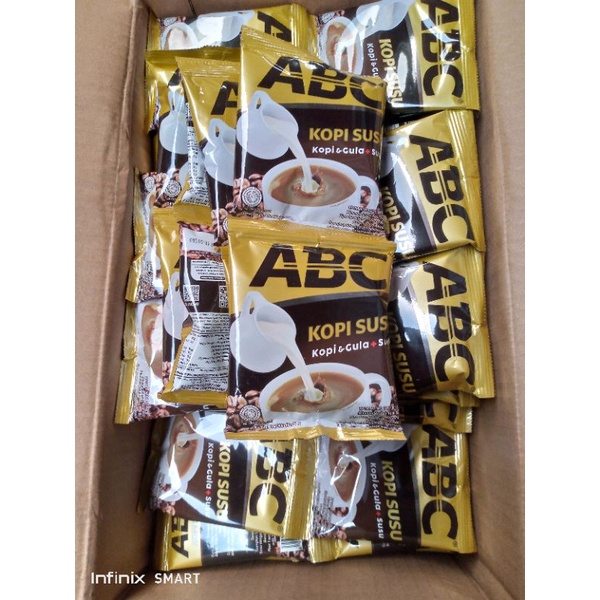 

kopi ABC susu + gula 1 renceng 10 pcs