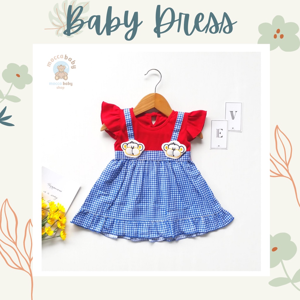 MBSS - QIU2 LITTLE MONKEY Baju Bayi Model Dress MURAH Baby Girl (0-6 bulan)  Dress Anak Perempuan