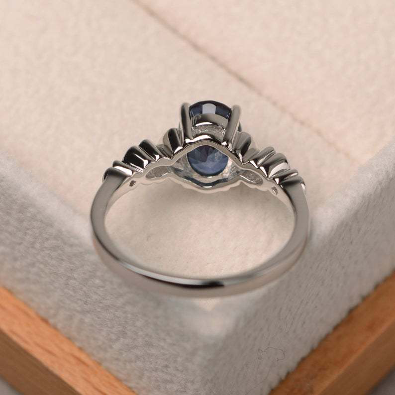 Cincin Bahan 925 Silver Aksen Zircon Warna Biru Untuk Perhiasan