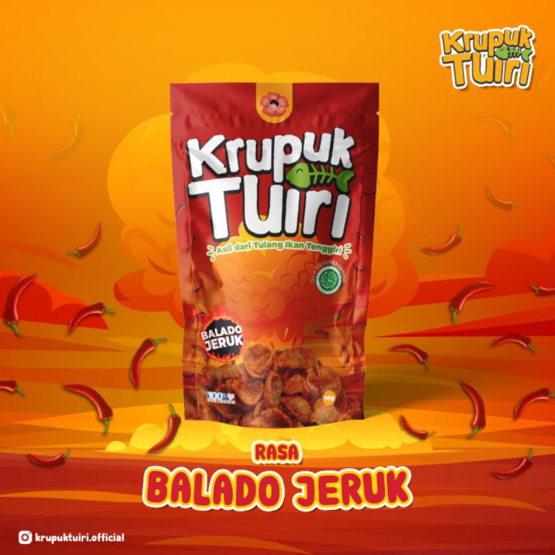 70g Kerupuk Kalsium &quot;Tulang Ikan Tenggiri&quot; / Krupuk Tuiri / Rasa Balado Jeruk