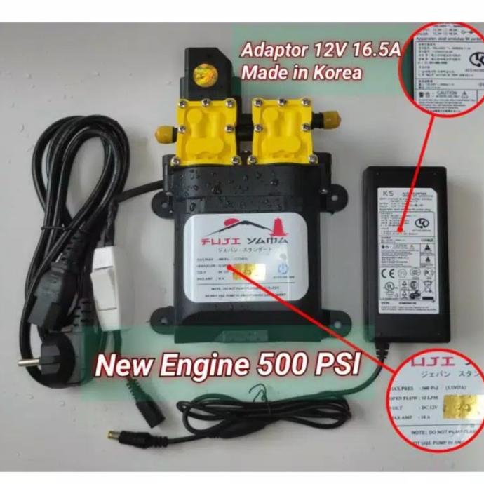 Paket Pompa Air 500 Psi Dc & Adaptor 16A Dinamo Sprayer Pump The Best Termurah