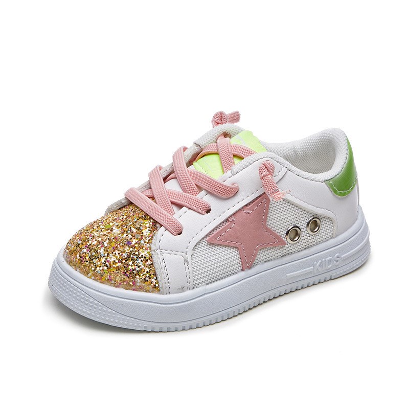 Sepatu Sneakers Gliter Anak Perempuan/ Laki-laki motif Bintang Import