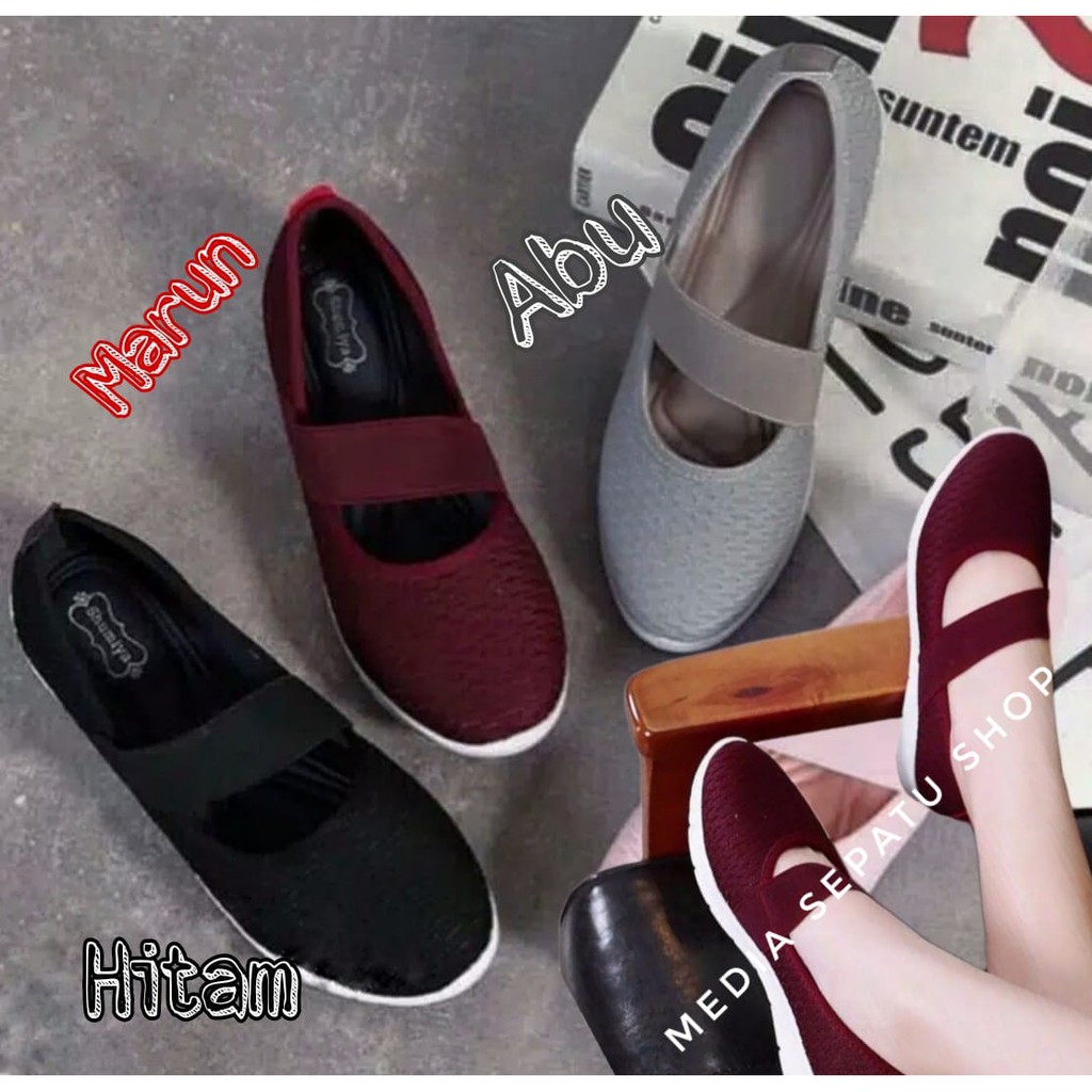 Media sepatu - Slip On Karet Edge Wanita