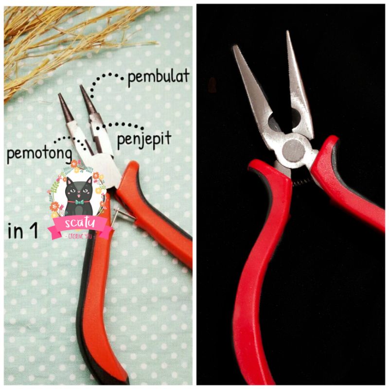 Tang Aksesoris Merah Kecil Jepit & 3in1 / Tang Lilit / Tang Bulat