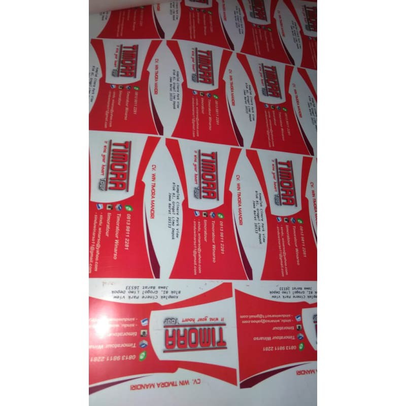 

CETAK STIKER VYNIL PUTIH A3+ LAMINATING DOFF ATAU GLOSSY (PRINT & CUT)