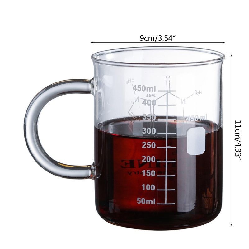 Gelas Cangkir Kopi Glass Coffee Mug Measuring Cup 450ml - K2V - Transparent