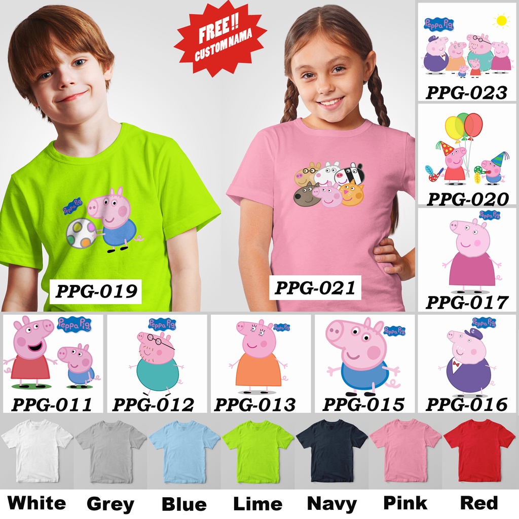 [FREE NAMA !!] Kaos Anak &amp; Family Pe*pa Pig 100% COTTON PREMIUM