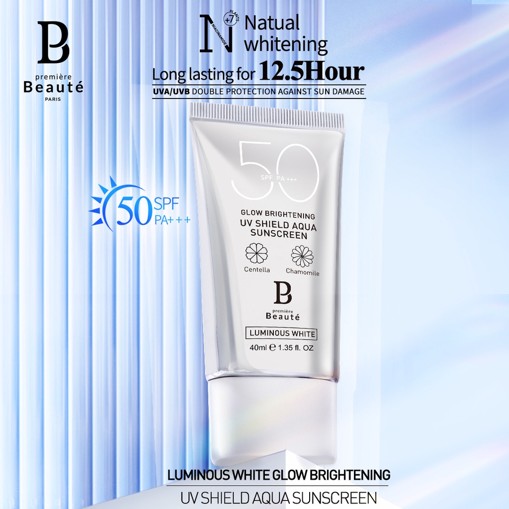 [ORI] Premiere Beaute Sunscreen SPF 50 Luminous White Glow PA+++ 40ml UV Shield Sun Protect Sunblock Badan &amp; Wajah